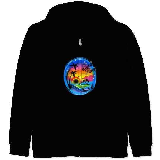 Beach Please Airbrush Colorful Zip Hoodies