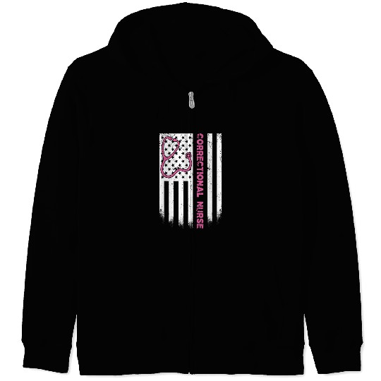 Correctional Nurse American flag US Stethoscope Zip Hoodies