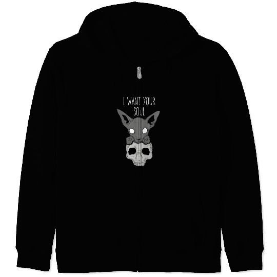 Death Cat Skull Zip Hoodies