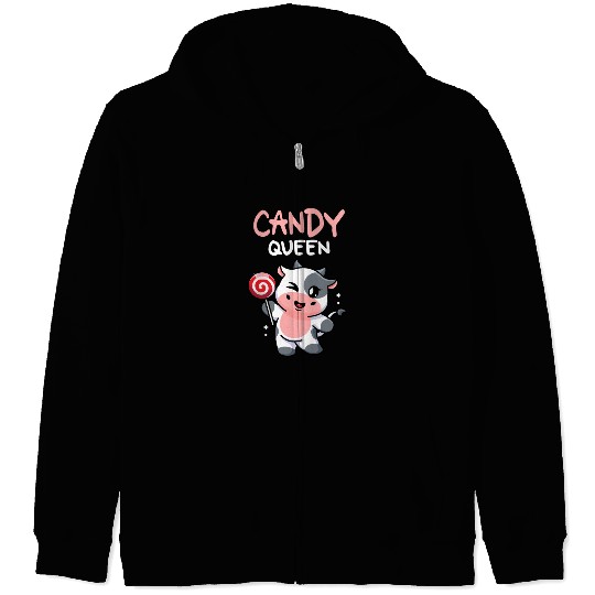Candy Queen I Lollipop I Cow I Kids I Candy Zip Hoodies