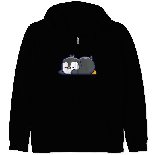 Cute Penguin Sleeping Zip Hoodies