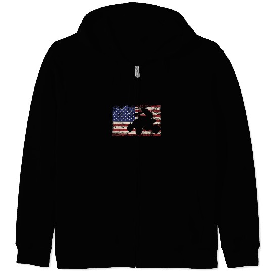 ATV Quad USA American Flag Four Wheeler Rider Zip Hoodies