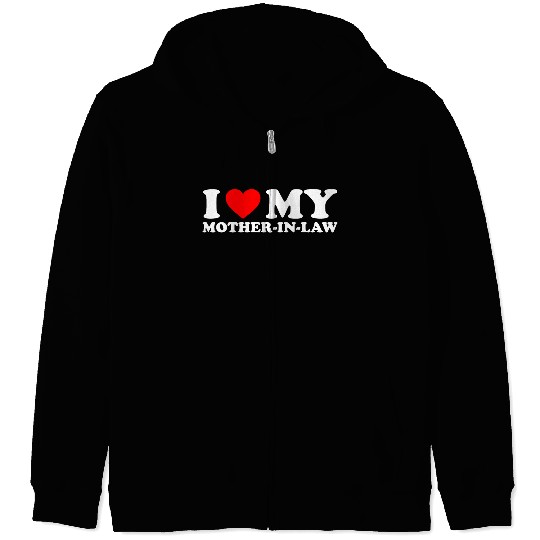 I Love (heart) my Mother-in-Law Zip Hoodies for funny