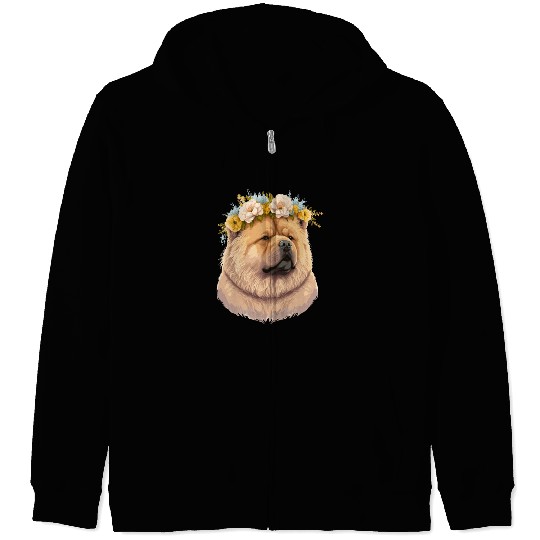 Cute Chow Chow Flower Crown Pet Dog Breed Floral P Zip Hoodies