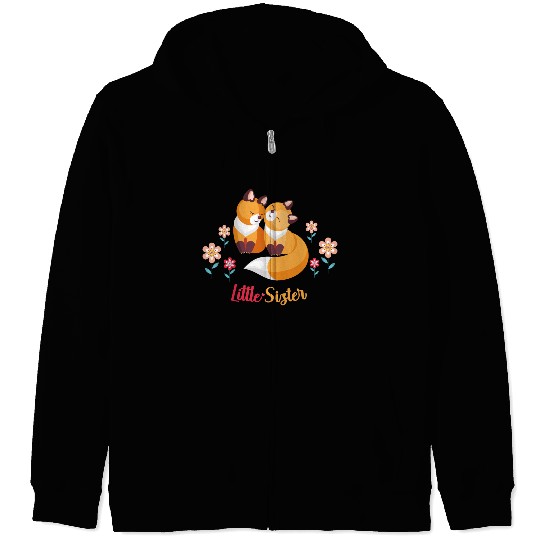 Cute Fox Siblings Gift for Little Sister Zip Hoodies