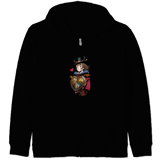 Gears and Lace: A Cute Steampunk Design Zip Hoodies