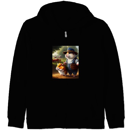 Hamster Farmer Zip Hoodies