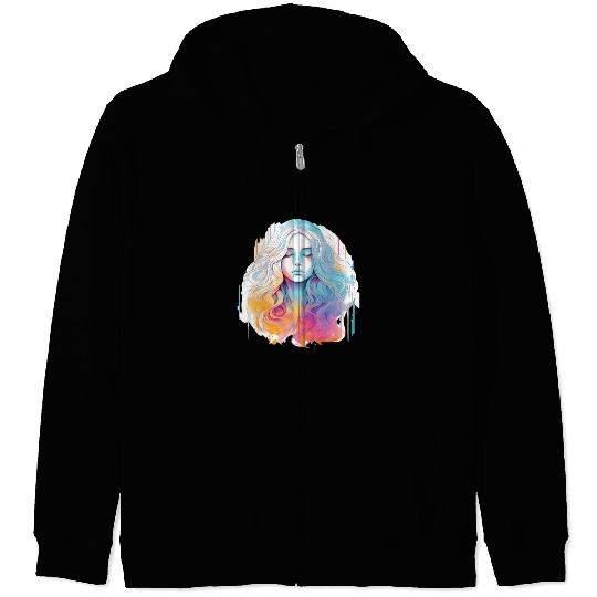 Glimmering Holographic Girl The Future is Now Zip Hoodies