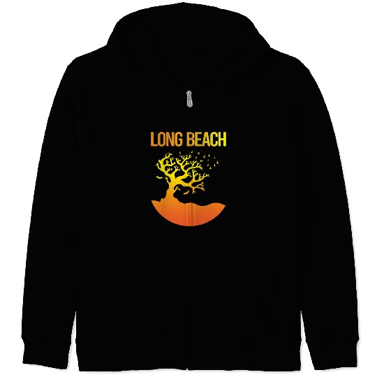 Neon Tree Art Long Beach 70s Zip Hoodies