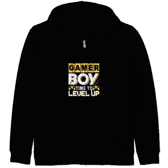 Gamer boy time to level up Zip Hoodies
