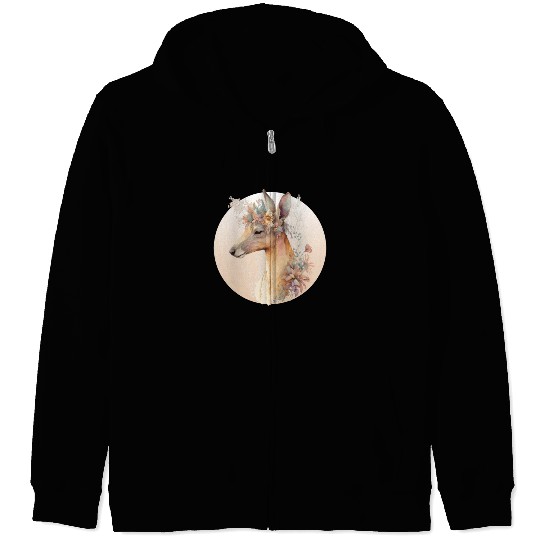 Australian Kangaroo Flower Crown Watercolor Animal Zip Hoodies