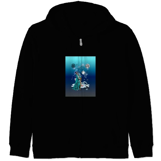 Zodiac sign Aquarius in the unique version Graphic Zip Hoodies