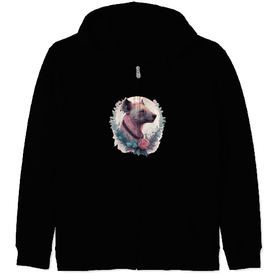 Watercolor Hyena Flower Crown Africa Safari Animal Zip Hoodies