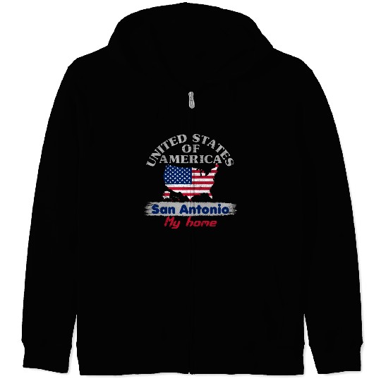 United States of America - San Antonio my home Zip Hoodies