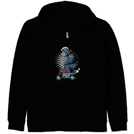 Gorilla Monkey Bike Zip Hoodies