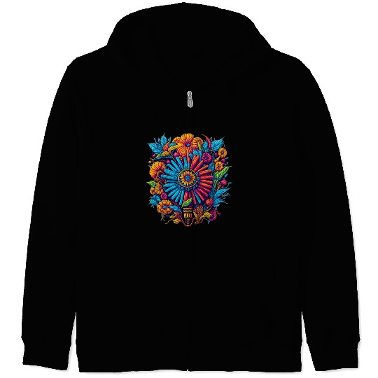colorful floral bouquet graphic design Zip Hoodies