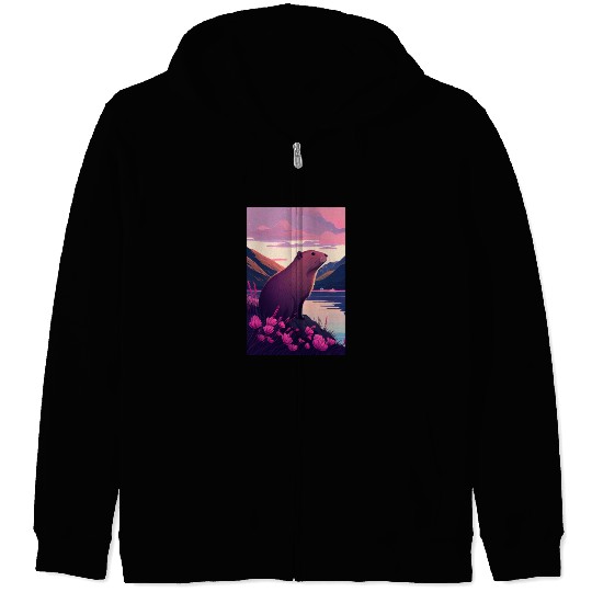 Capybara Nature Capibara Zip Hoodies