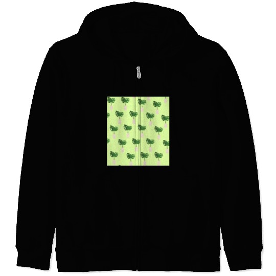 Green Tropical Palm Leaves In A Grey Vessel Zip Hoodies
