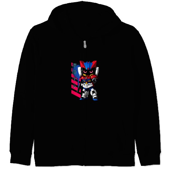 Chibi Mecha: A Cute Cyberpunk Design 2 Zip Hoodies