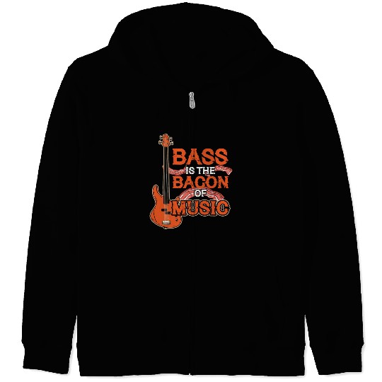 Bass Guitar Bacon Music Zip Hoodies