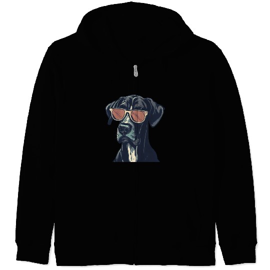 GREAT DANE WEARING SUNGLASSES ANIMALS ART Zip Hoodies