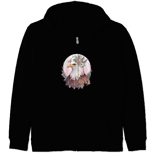 Birds Of Prey Bald Eagle Flower Crown Floral Birdi Zip Hoodies