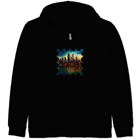 New York skyline Reverie A Symphony of Dreams Zip Hoodies
