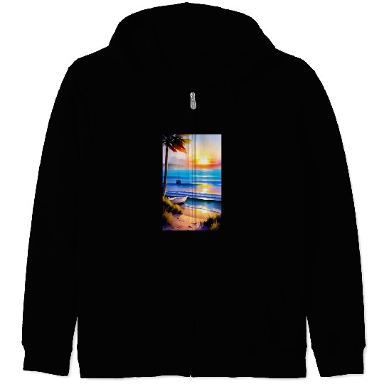 A sunrise with a seaside view-2 Zip Hoodies