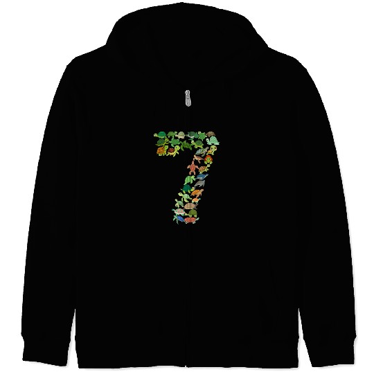7th Birthday Sea Turtle Tortoise Theme 7 Year Old Zip Hoodies