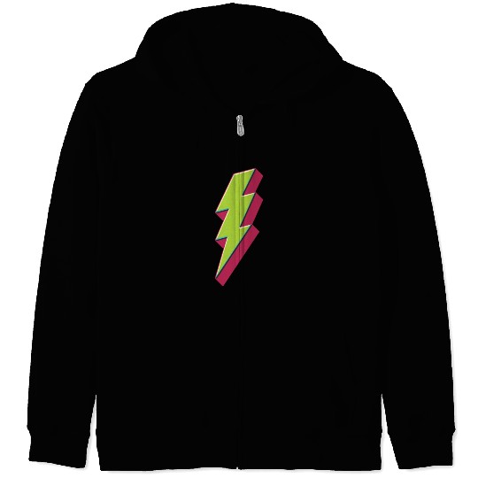Green Lightning Bolt Zip Hoodies