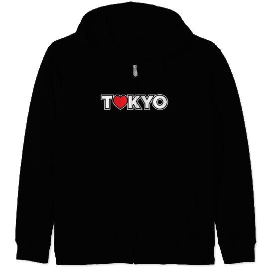 Red Tokyo Heart Love Japan Japanese Icon Souvenir Zip Hoodies