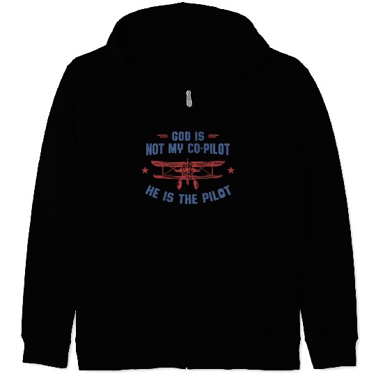 God is My Pilot Christian Aviation Merch Zip Hoodies