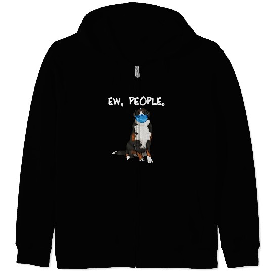 Bernese Mountain Dog Ew People Dog Wearing Face Zip Hoodies