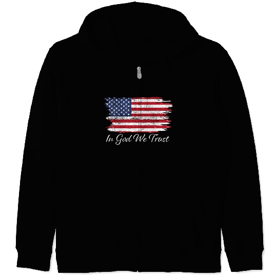 In God We Trust Us Flag Patriotic Zip Hoodies