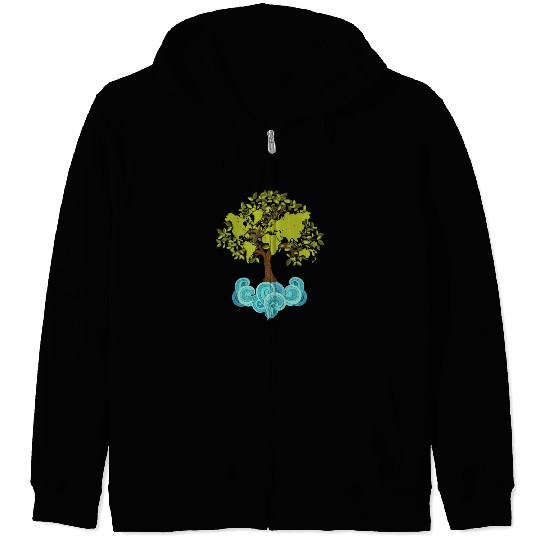 Trees Plants Waves Nature Earth Day Zip Hoodies