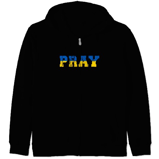 Ukraine Pride Pray Style Retro-Feel Ukrainian Colo Zip Hoodies