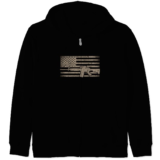 Distressed American Flag Ar15 For Gun Ar15 Zip Hoodies
