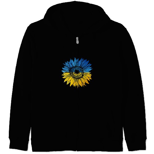Sunflower Ukraine Ukrainian Flag Stand With Ukrain Zip Hoodies