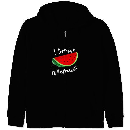 I Carried A Watermelon Tropical Summer Vibes Fruit Zip Hoodies