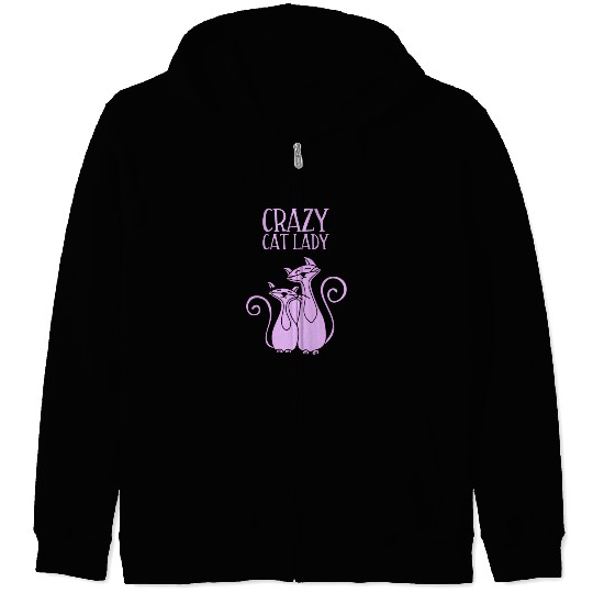 Crazy Cat Lady For Cat Purple Zip Hoodies