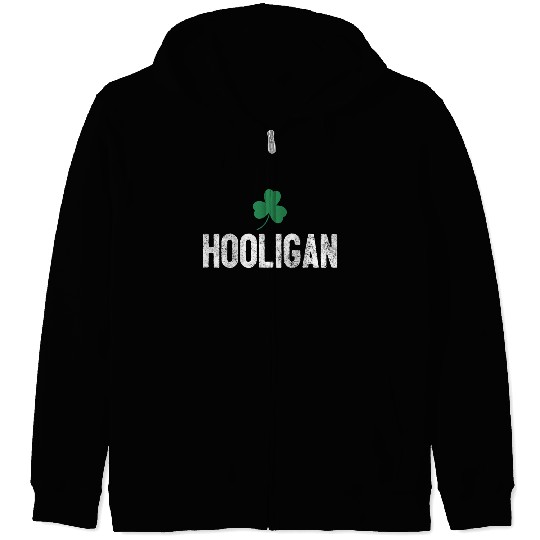 Hooligan Irish St Patrick'S Day Shamrock Clover Zip Hoodies