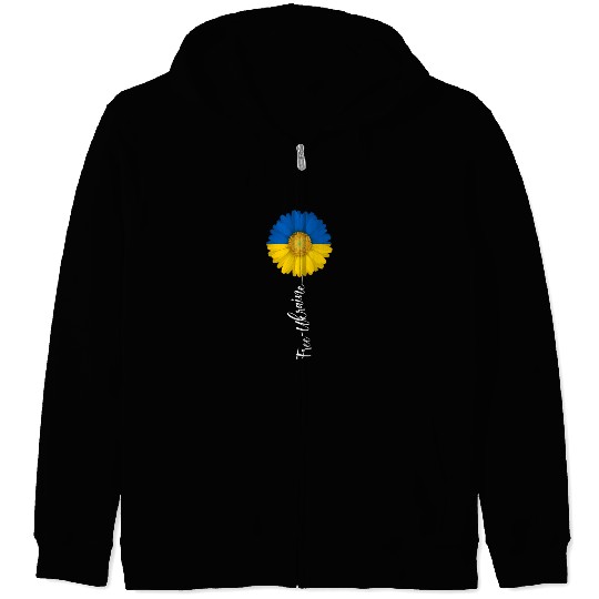 Free Ukraine Sun Flower Support Ukraine I Stand Wi Zip Hoodies