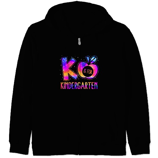 K Is For Kindergarten Teacher Tie Dye Back to Scho Zip Hoodies