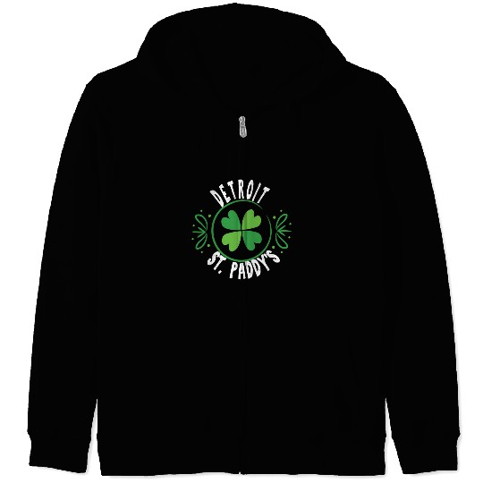 Detroit St PatricDay St Paddys 313 Area Code Zip Hoodies