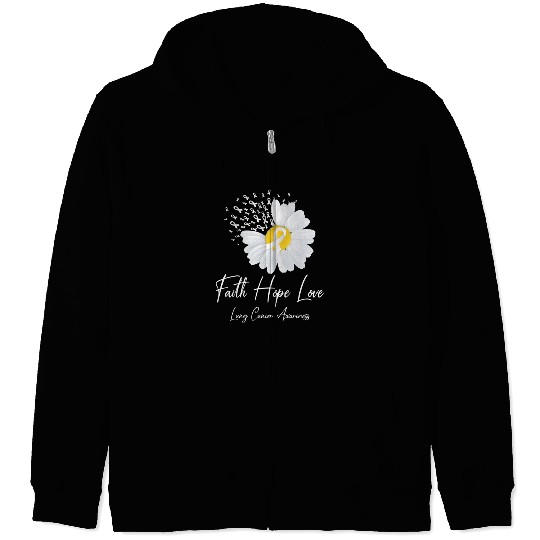 White Flower Ribbon Faith Hope Love Lung Cancer Aw Zip Hoodies