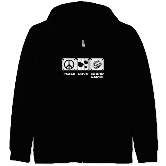 Peace Love & Board Games - Cool Board Game Zip Hoodies