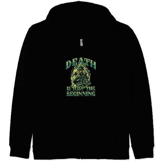 Necromancy Death Is Just The Beginning Necromancer Zip Hoodies