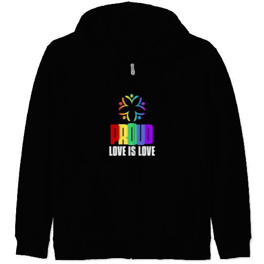 Love is Love Zip Hoodies LGBTQ Pride Rainbow Flag Proud