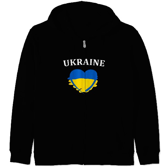 Ukrainian Flag Heart Ukraine Zip Hoodies