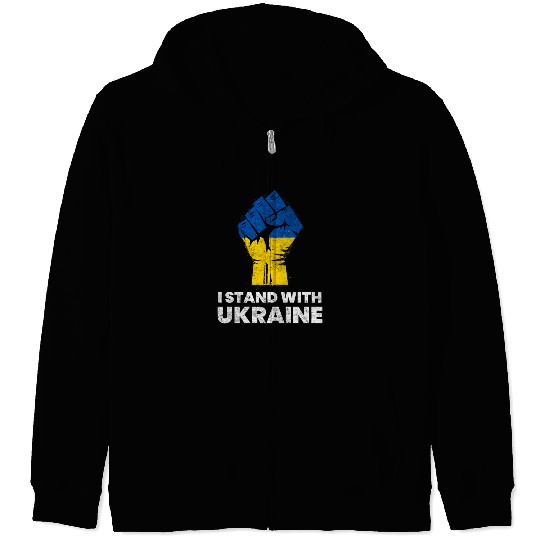Ukrainian Flag I Stand With Ukraine Flag Zip Hoodies